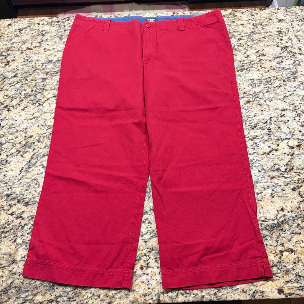 NEW Eddie Bauer Vashon Fit Outdoor Capri Pants Red Cotton Women Size 18 ws